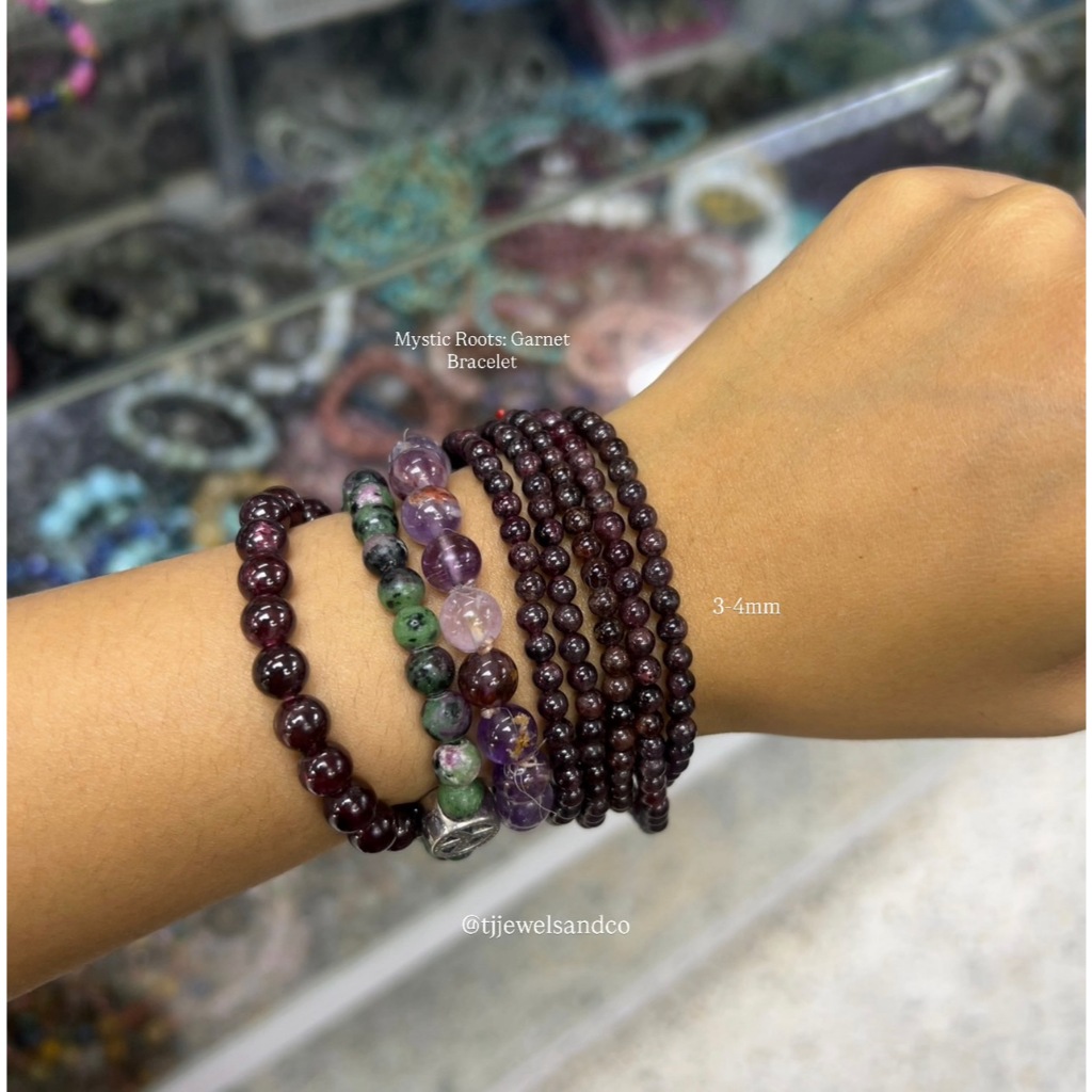 สร้อยแขนหินโกเมน Mystic Roots Garnet ขนาด 3-4มิล