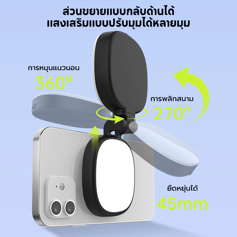 ไฟติดหัวกล้อง โคมไฟเซลฟี่ LED 3 โหมด ปรับได้ ขนาดเล็ก พกพาง่าย ถนอมสายตา ชาร์จไฟได้ สําหรับสมาร์ทโฟน แล็ปท็อป กล้อง thumbnail 6