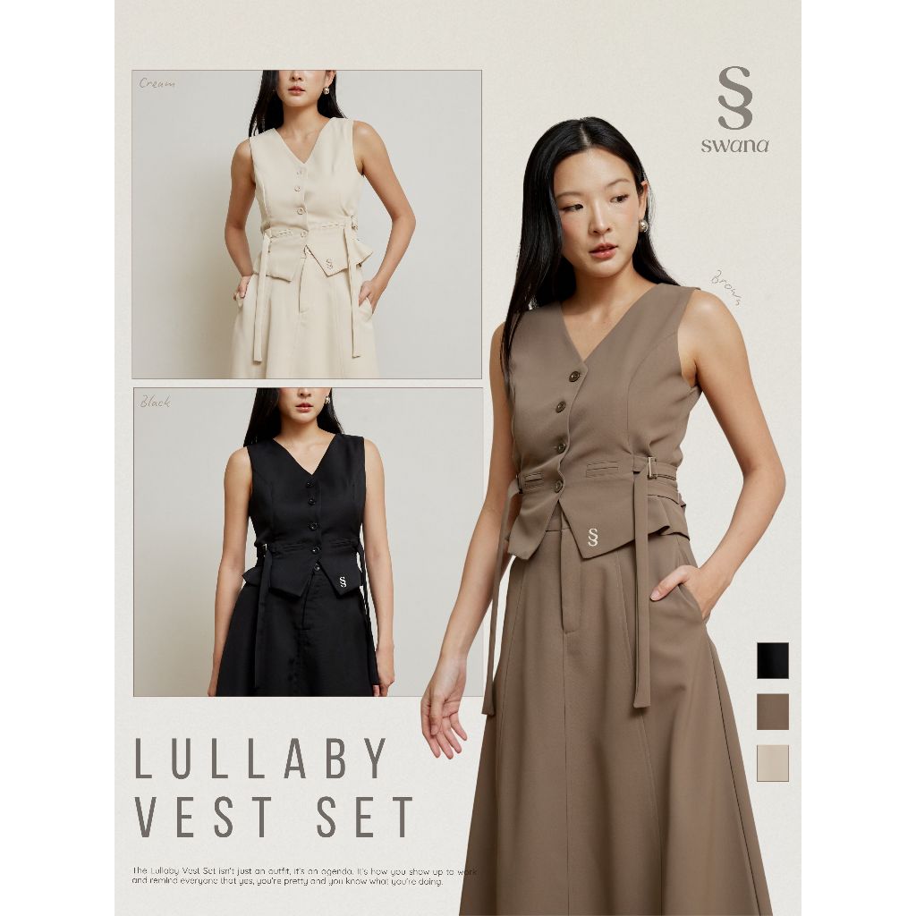 Swana.ss - Lullaby vest set  XS-2XL 🤎🤎 เซตกั้กรูดข้าง + กระโปรงยาว