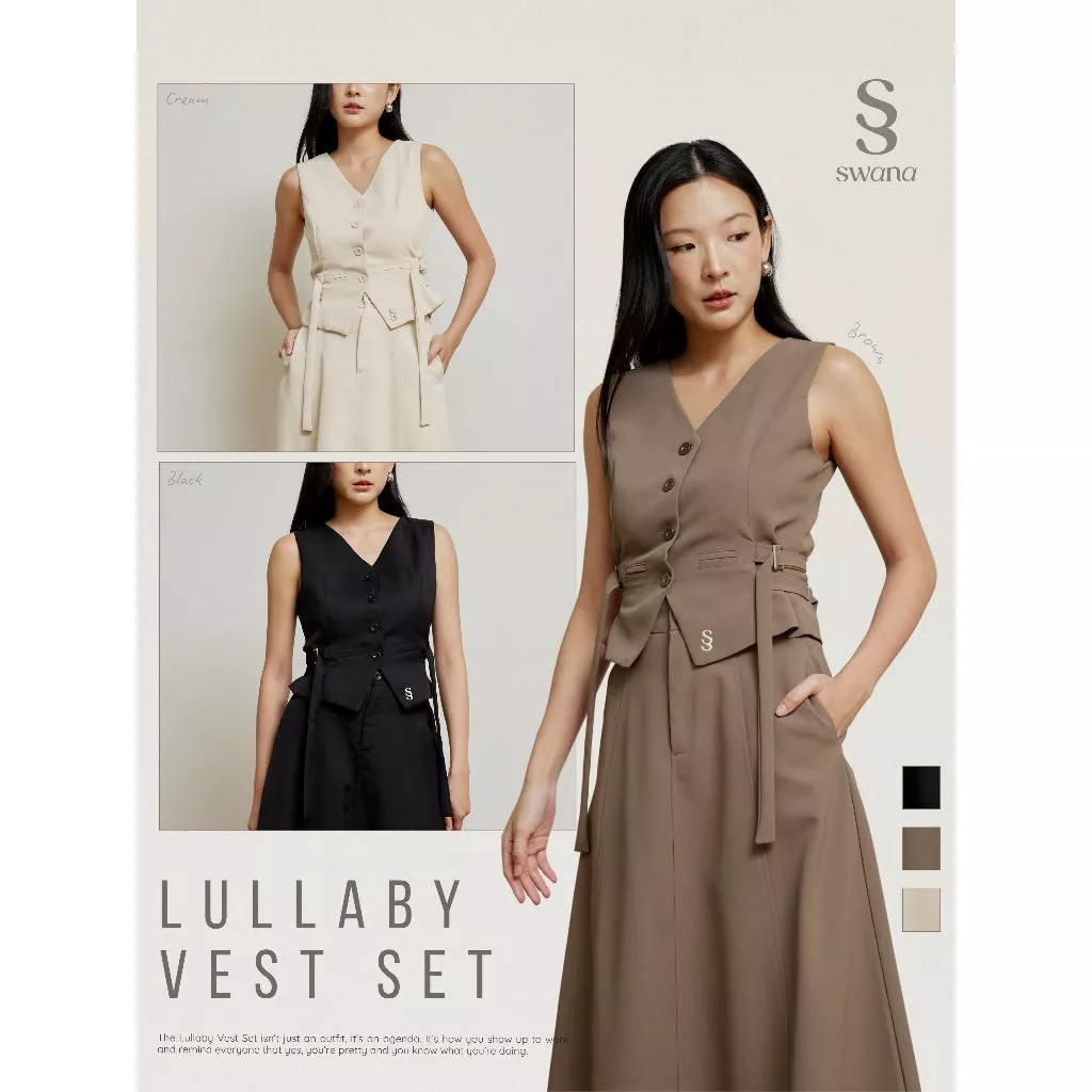 Swana.ss - Lullaby vest set XS-2XL 🤎🤎 เซตกั้กรูดข้าง + กระโปรงยาว