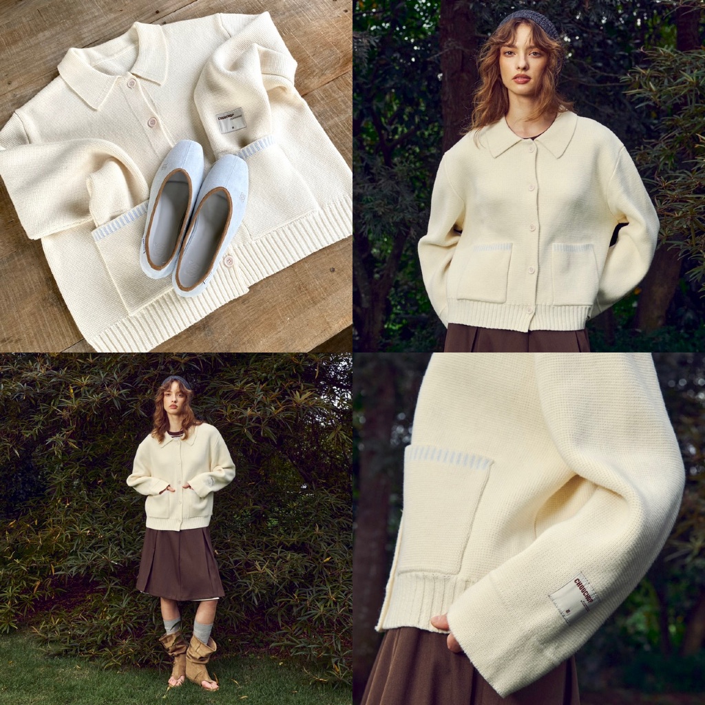 CHUUCHOP - Dream Cardigan เสื้อคาดิแกนไหมพรม คอปก(C8465)
