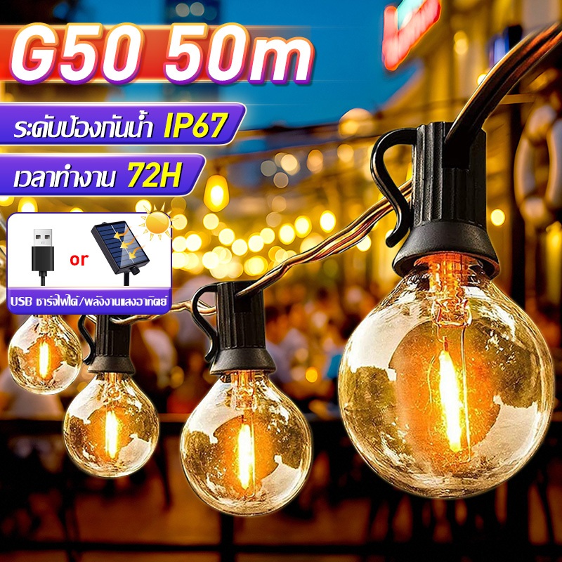 ไฟปิงปอง โซล่า ไฟประดับตกแต่ง ตกแต่งภายนอก ไฟประดับปีใหม่ ไฟตกแต่ง ไฟประดับ ไฟปิงปอง ไฟปีใหม่ G40 ไฟโซล่าเซลล์ ขั้วE12