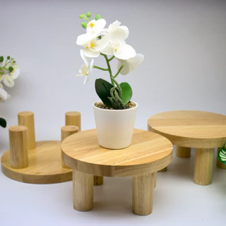 ขาตั้งกระถางต้นไม้แบบกลมขนาดเส้นผ่านศูนย์กลาง20cm สูง10cm หนา20mm ขาตั้งกระถางไม้ยางพาราประสาน วางกระถางขนาด8นิ้ว