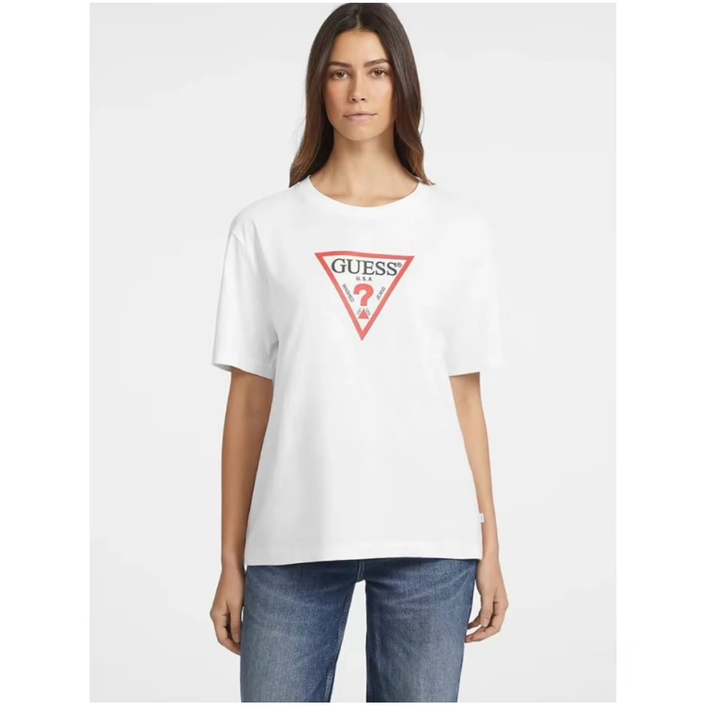 GUESS WOMEN เสื้อยืด รุ่น W4Y176K8HM0 สีขาว Over Size ของแท้100% #Size M