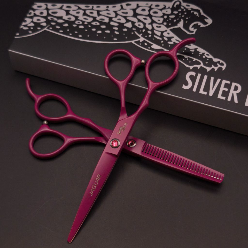 กรรไกรตัดผม (มือซ้าย) Jaguar 1คู่ ขนาด 6 นิ้ว (สีชมพู)