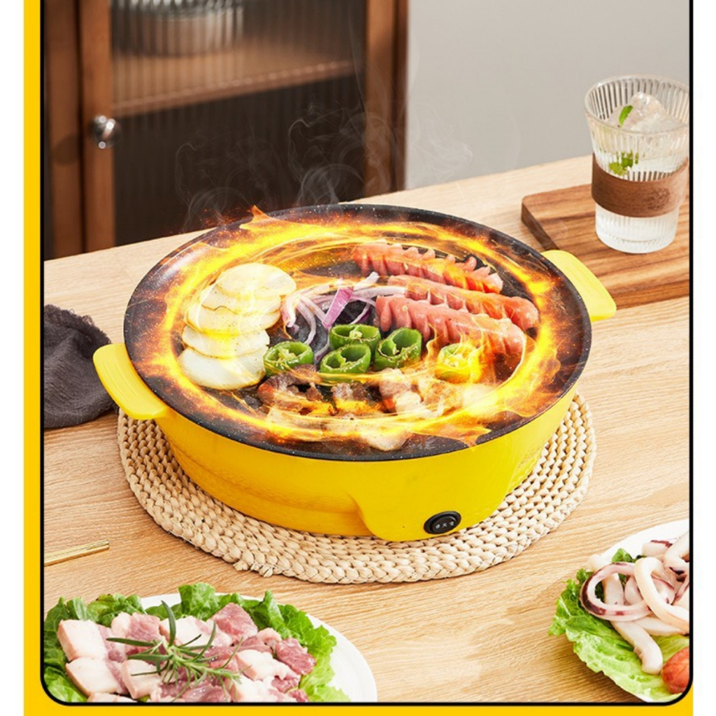 หม้อไฟฟ้า กะทะไฟฟ้า ไม่ติดกระทะ กระทะอเนกประสงค์กระทะไฟฟ้า ทอด ย่าง ผัด สเต๊กหม้อไฟฟ้า วัสดุสแตนเลสคงทน ทำความสะอาดง่าย - รูปที่ 7