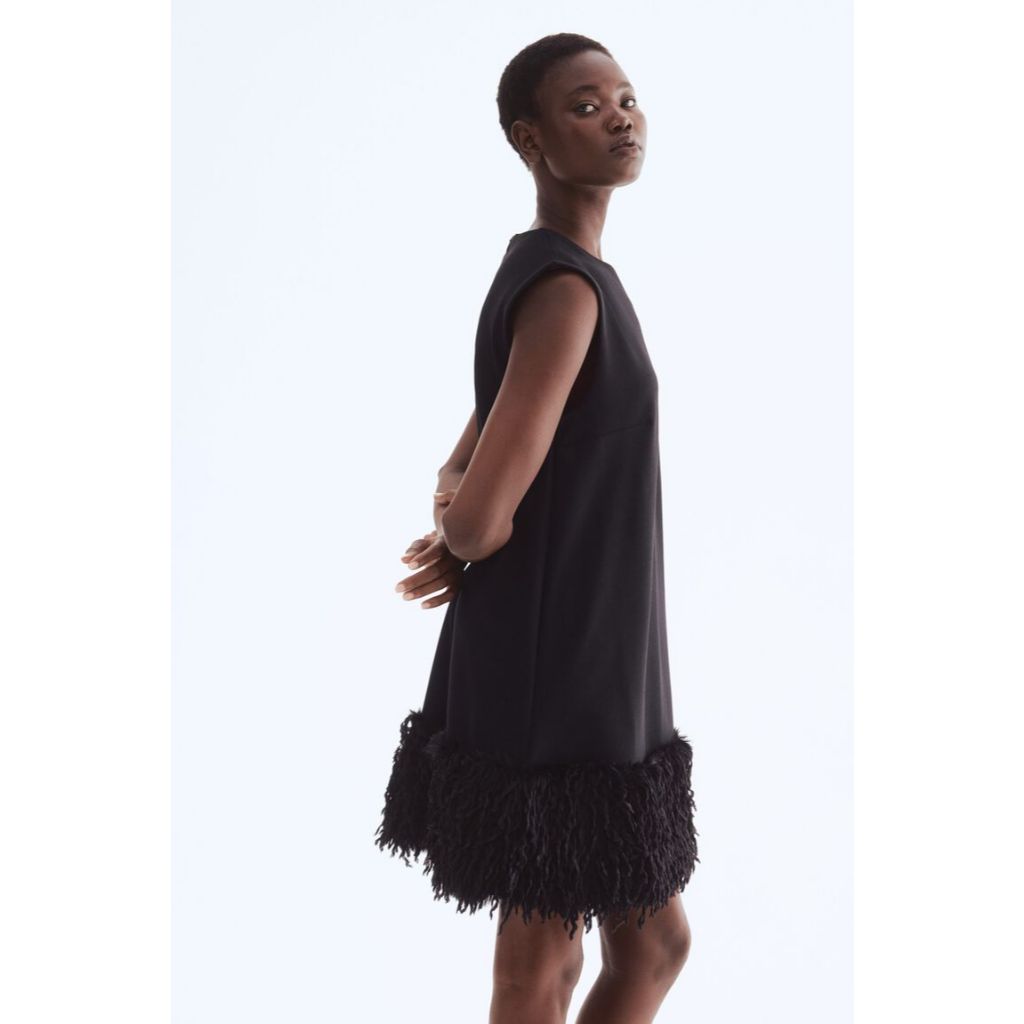 H&M(เอชแอนด์เอ็ม) เดรสสั้นปลายกระโปรงประดับพู่ Women Fringe-hem mini dress 1313540_1