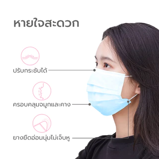 Simple Beauty หน้ากากอนามัย แมสหน้ากาก Medical mask หนา 3ชั้น กรองฝุ่นได้ 99.9% 50ชิ้น