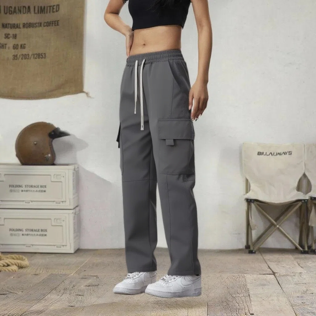 กางเกงวอร์ม กางเกงลำลองสตรี สไตล์เกาหลี มีเชือกที่เอว มีทั้งหมด3สี - รูปที่ 5