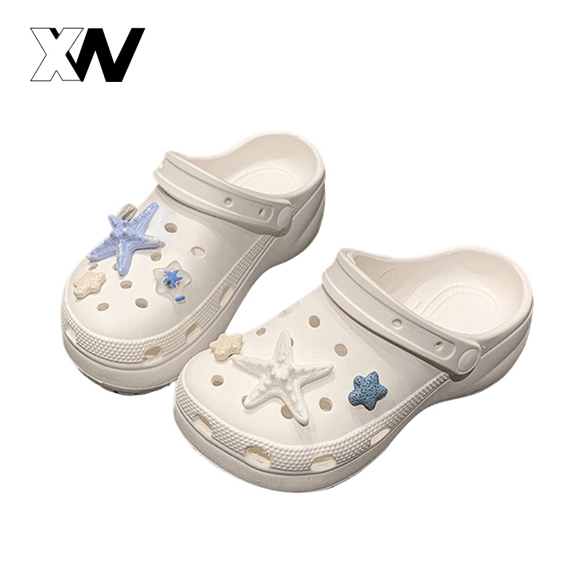 XWbrand   รองเท้าแตะปลาดาวหอยสุดคิ้วท์ ใส่ได้ทุกวัน พื้นนิ่มกันลื่น พื้นหนาเพิ่มความสูง ใส่เที่ยวทะเลชิล ๆ