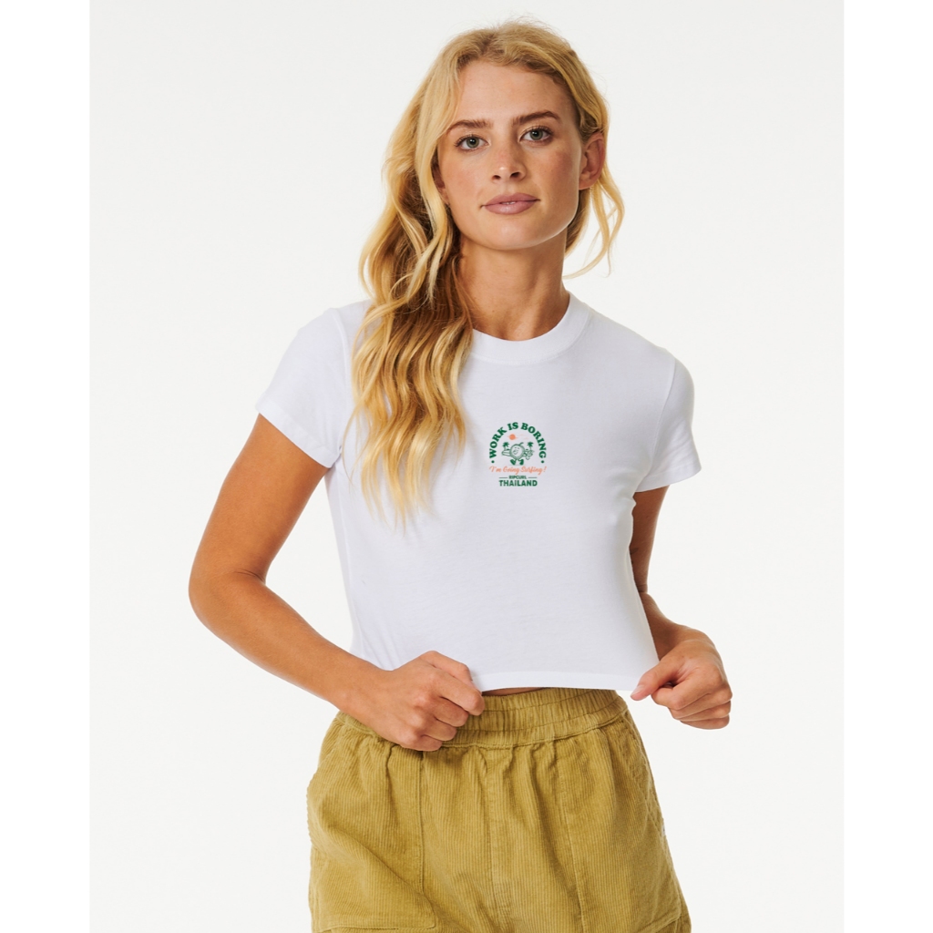 RIP CURL เสื้อยืดทรงเบบี้ที 13DWTE RCT W DEST TEE THAI WORK IS BORING BABY TEE 2025 - S2 — صورة 2
