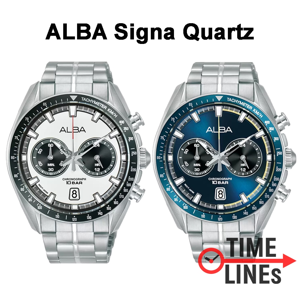 ALBA รุ่น A4B017X สีน้ำเงินยอดนิยม A4B023X หน้าปัดดำทองสุดหรู ดีไซน์สปอร์ตสุดเท่