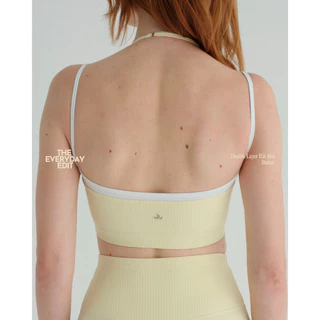 when.we.stretch - Everyday Double Layer Rib Bra สายคล้องคอปรับระดับได้ (-เฉพาะบรา-) *พร้อมส่ง*