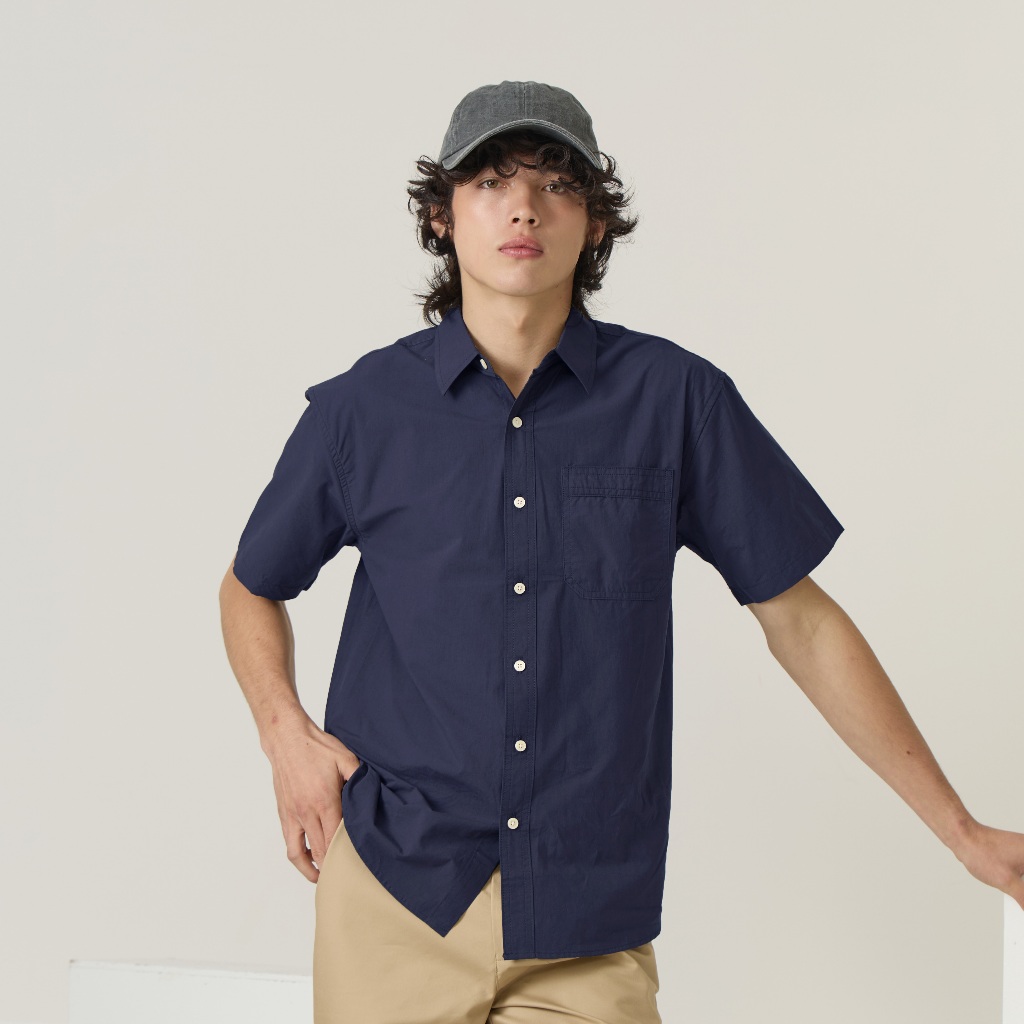TWENTYSECOND เสื้อเชิ้ตแขนสั้น ผ้าคอตต้อน รุ่น Standard Lite Shirt - กรม / Navy