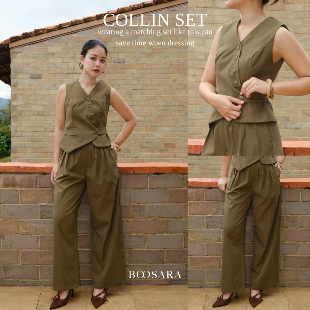 BOOSARA : Collin set เซ็ตเสื้อ+กางเกงขายาว ใส่สบายๆ สำหรับเที่ยวและทำงาน  คุ้มค่ามาก – BSR C.