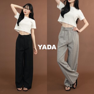 Yada_SP045 กางเกงกระบอกกลาง ผ้าโซดา ดีเทลขอบยื่น ทรงสวยใส่สบ…