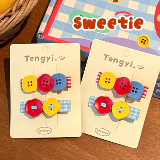 Cute 425 กิ๊บติดผม กิ๊บหนีบผมกระดุมสีสดใส 2 ชิ้น/แพ็ค