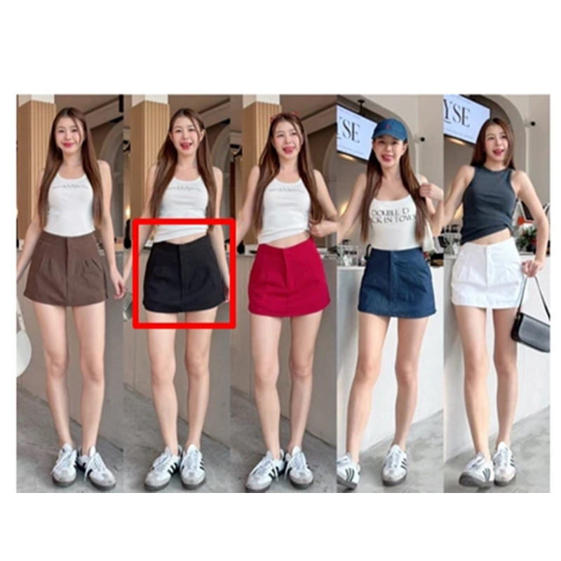 กระโปรงเอวต่ำสีดำ (กป.รอบตัว) มีกางเกงด้านใน สีดำ