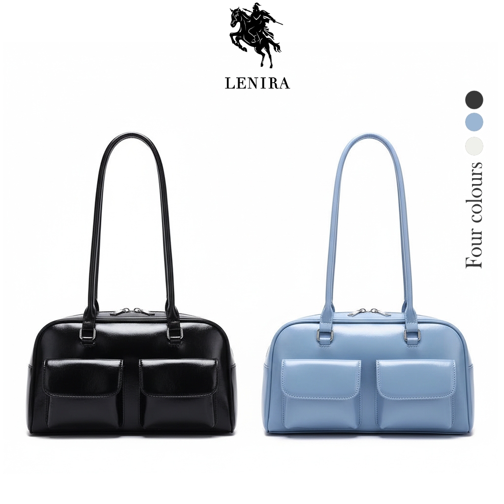 Lenira(B1973) กระเป๋าหนังเงาสะพายไหล่-พร้อมส่ง