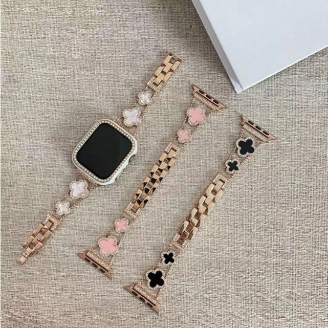 ZMZ สายนาฬิกา Smar twatch สายสแตนเลส โซ่ดอกไม้ สามรถปรับขนาดตามข้อมือได้ 38/40/41(S10)42mm 42/44/45/46/49mm