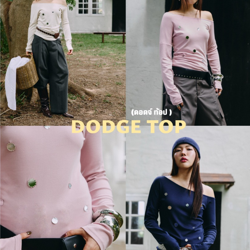 Akkara Studio - Dodge Top (ดอดจ์ ท็อป) เสื้อยืดแขนยาว แต่งรีเฟลกวงกลม ดีเทลเก๋ ใส่ง่ายได้ทุกวัน