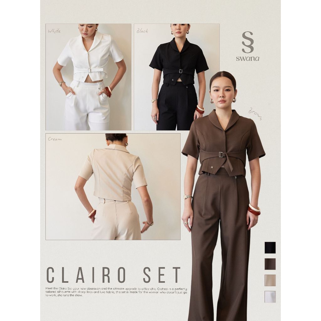 Swana.ss - Clairo set “ XS-XL 🤎🌟💛 เสื้อครอปแขนสั้น + กางเกงขายาว