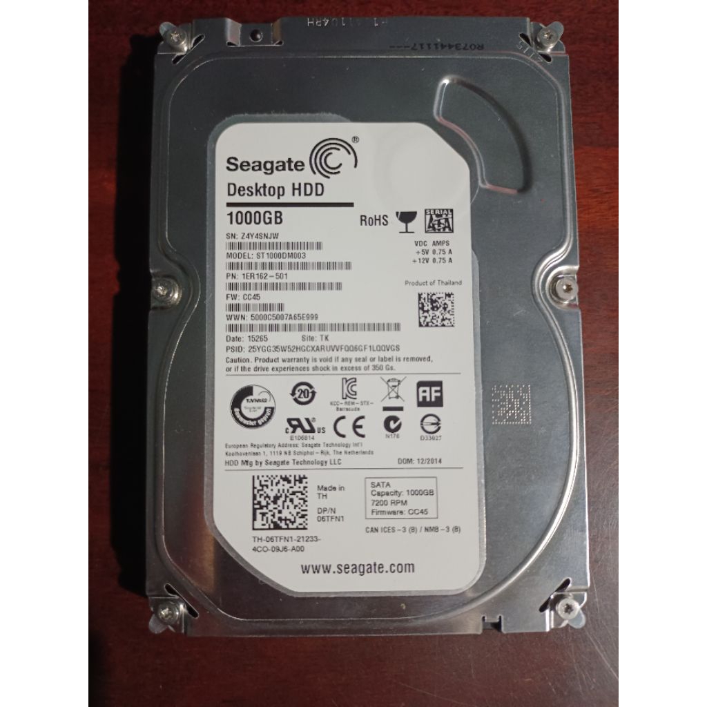 HDD 3.5 Seagate 1Tb มือสอง สถาพดี ผ่านการเทสแล้ว