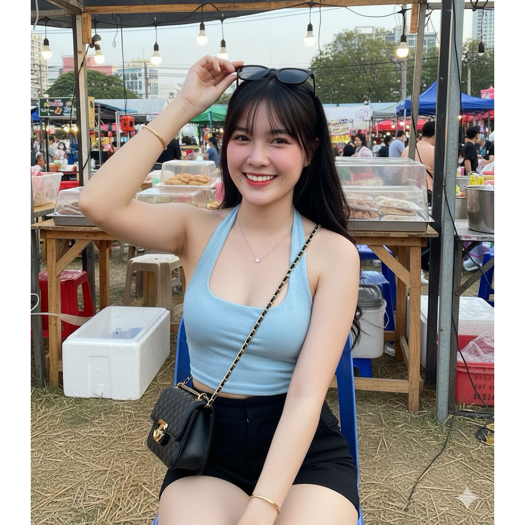 MML140🪷เสื้อครอป🪷คล้องคอ🪷โชว์หลัง🪷Rayon