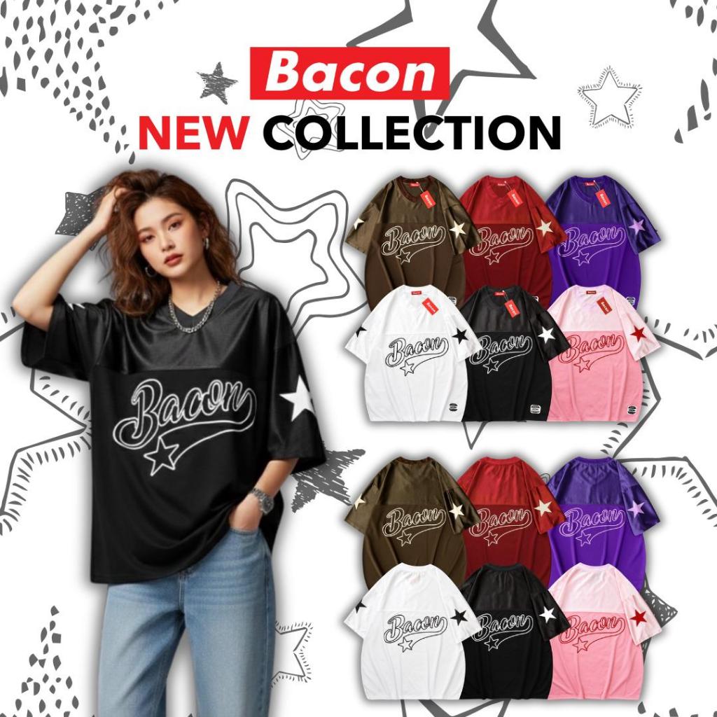 เสื้อกีฬาทรง oversize แขนสกรีนดาว ตัดต่อผ้าเกาหลี รุ่นB15042-G62 ผลิตและจัดส่งในประเทศไทย