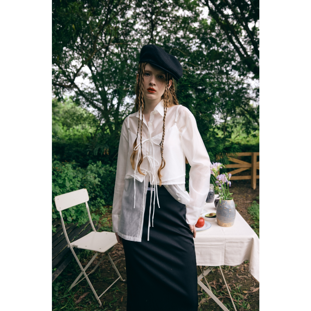 CASSANDRA TRANSPARENT SHIRT เสื้อเชิ้ตซีทรู ผ้าเทนเซลนำเข้าพรีเมี่ยม เสื้อสามารถแยกชิ้นใส่ได้
