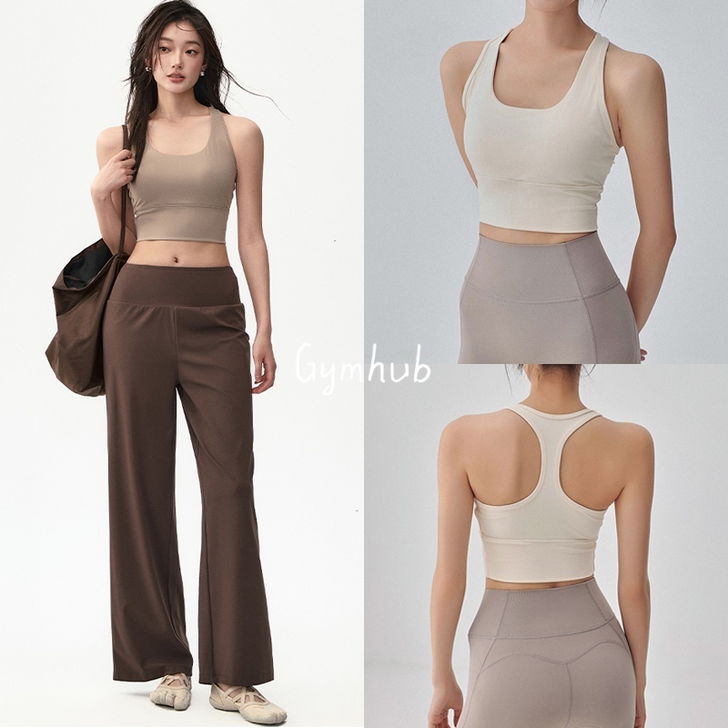 GYMHUB เสื้อกีฬาสปอร์ตบรา แบบมีแผ่นหน้าอกติดแน่น ยกกระชับป้องกันการสั่นไหว สำหรับโยคะ ฟิตเนส และพิลาทิส