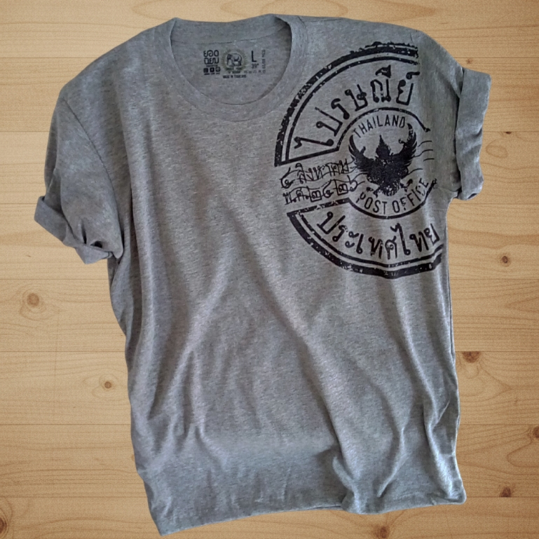 เสื้อยืดลายไทยไปรษณีย์ Thai post stamp t-shirts souvenir of THAILAND Chest size  32″-52″ (ไซด์ใหญ่สุดรอบอก 52 นิ้ว) ราคา ถูกที่สุด ดีลบีเคเค แกลเลอรีภาพที่ 6