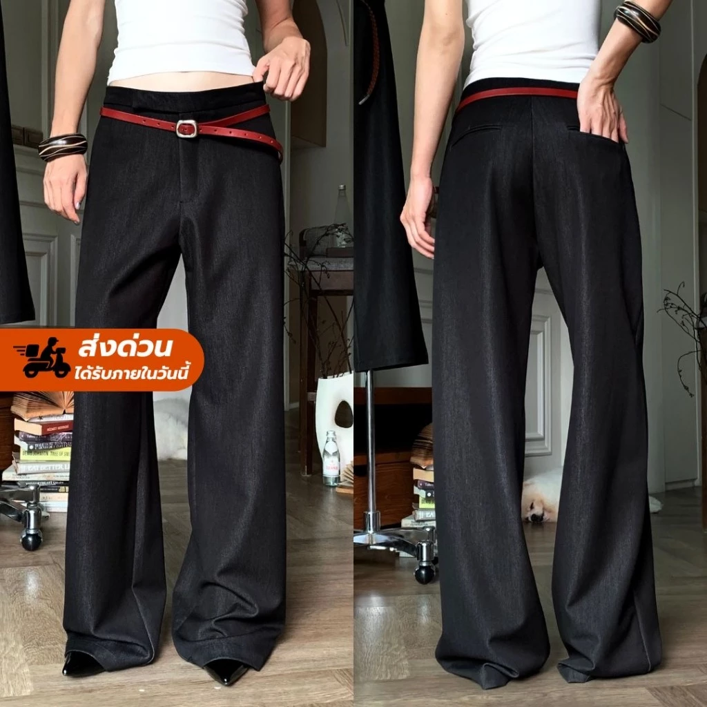 [มาแรง!ลูกค้าซื้อซ้ำ ช,ญใส่ได้]ลด30%+ร้าน100฿+ส่งด่วนฟรี! Fashionstrore-Liora trousers-กางเกงขายาว(886)