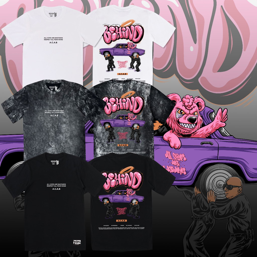 BEHIND เสื้อยืด “ A.C.A.B “ แขนสั้น แขนยาว แนวสตรีท Oversize เสื้อยืดชาย หญิง