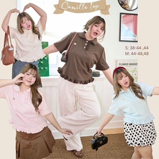 🌟 Camille Top เสื้อคอปกแขนสั้นผ้านุ่มสบาย ดีเทลหวานละมุน (T0…