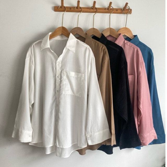 Japanese-silk-shirt>>เชิ้ตทรงเบสิคเรึยบง่ายใส่ได้หลายโอกาส<<มีสีดำ