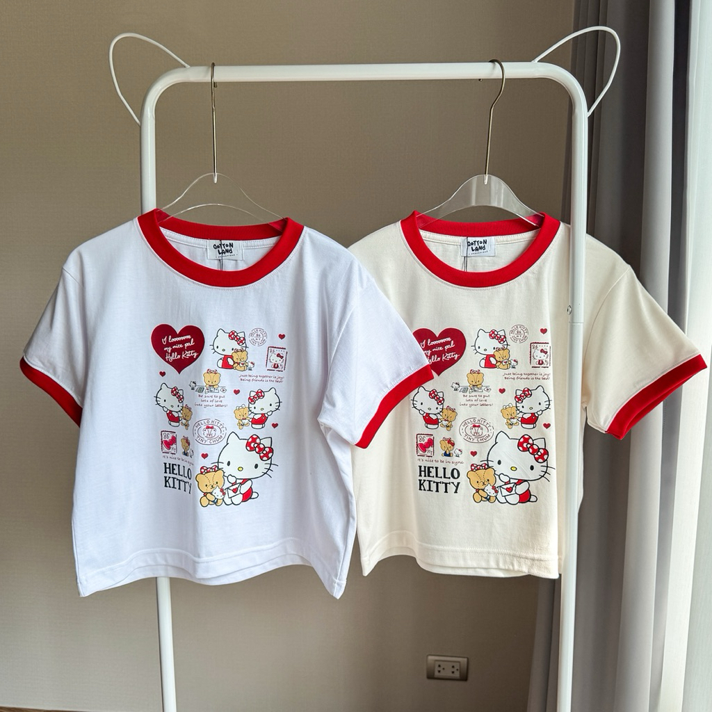 เสื้อยืดครอป QL อก 38“ คิดตี้จดหมาย
