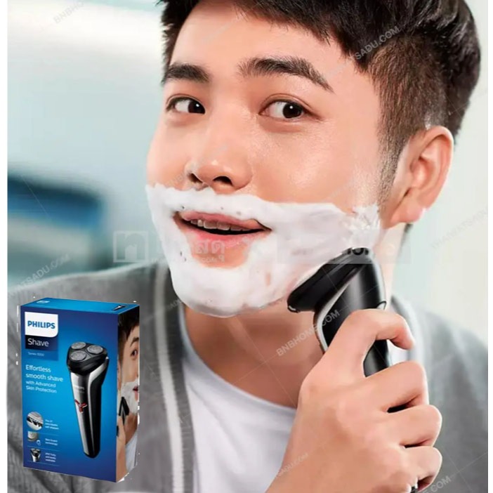 เครื่องโกนหนวดไฟฟ้า โกนหนวดแบบไร้สายได้ 40 นาที หลังการชาร์จไฟ1ชั่วโมง PHILIPS รุ่น S1301/02สีดำ