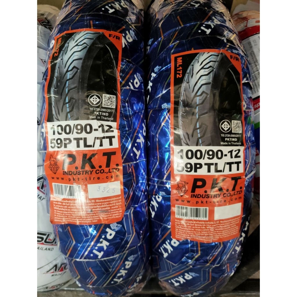 ยางนอก 100/90-12 pkt แบบไม่ใช้ยางใน 1 เส้น