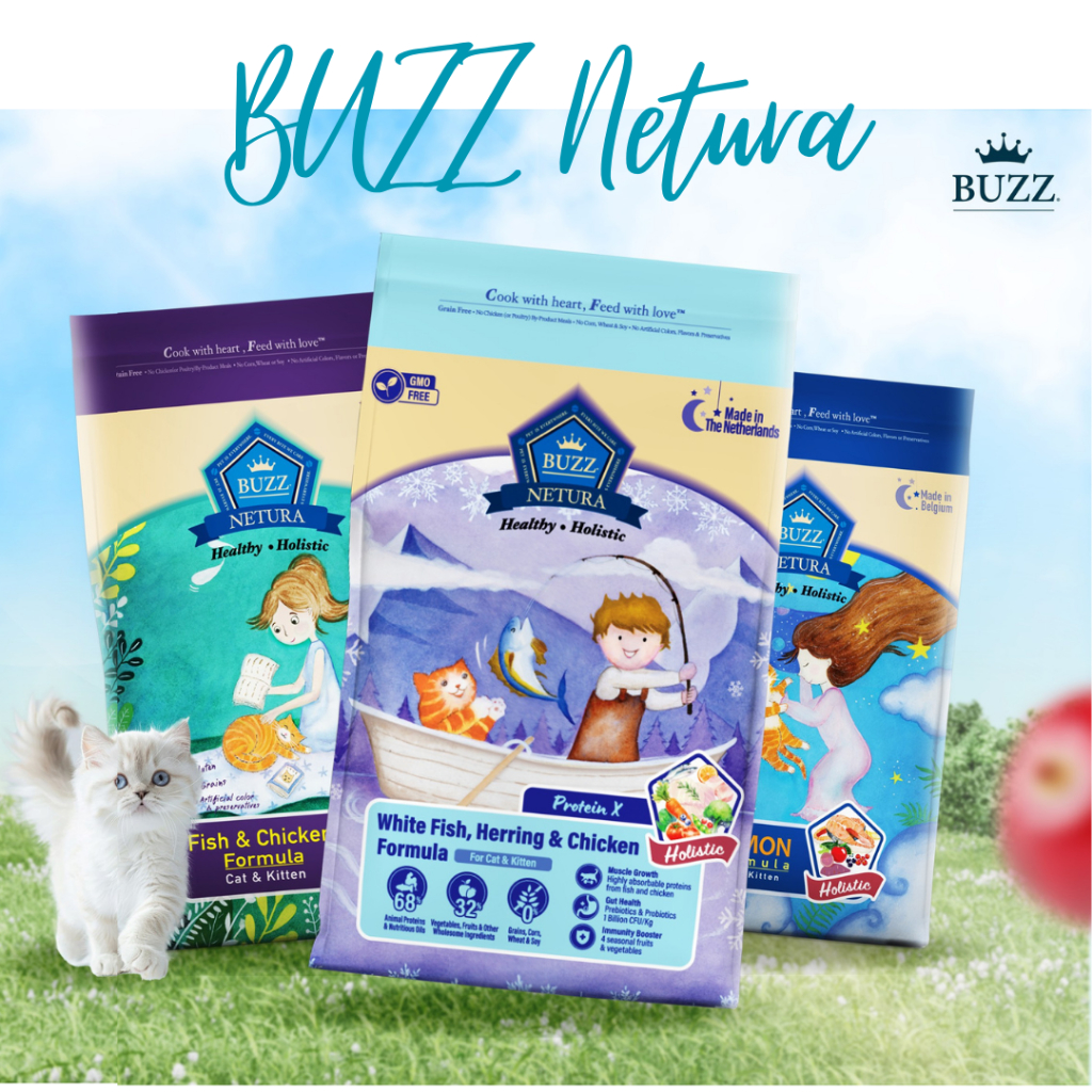 Buzz Netura Holistic Cat Food 1Kg อาหารแมวสูตรโฮลิสติก-เกรนฟรี สำหรับทุกช่วงวัย*