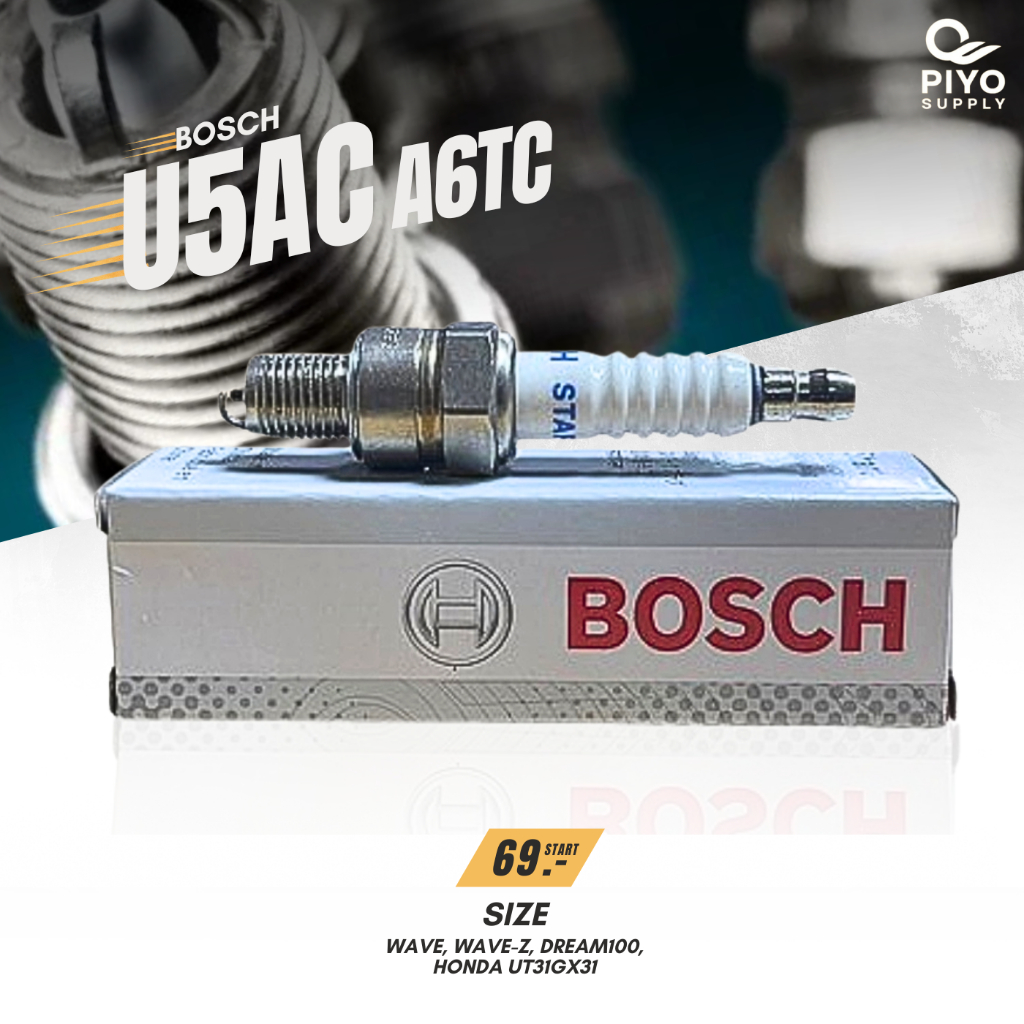 หัวเทียน BOSCH บอสซ์ U5AC (A6TC) แท้ สำหรับ WAVE, WAVE-Z, DREAM100, Honda UT31GX31 รุ่น 4 จังหวะ