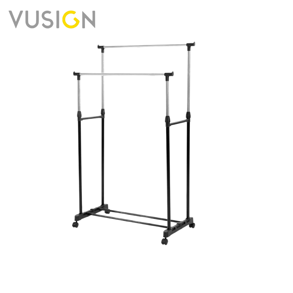 [ของขวัญฟรี] Vusign ราวตากผ้า ราวแขวนเสื้อผ้า รับน้ำหนักได้ 30 KG มีล้อ ปรับยืดหดได้ Clothing Rack