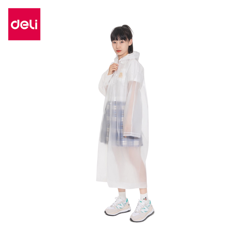 Deli เสื้อกันฝน EVA ชุดกันฝน  สีขาว คุณภาพดี กันน้ำ แบบหนา Rain coats