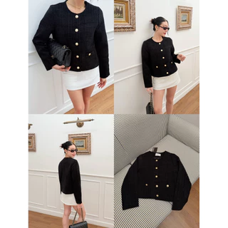THESUNCO-COLETTE BLAZER โคเล็ตต์ เสื้อสูทเบลเซอร์ผ้าทวีต กระเป๋าเจาะใช้งานได้จริง กระดุมทอง