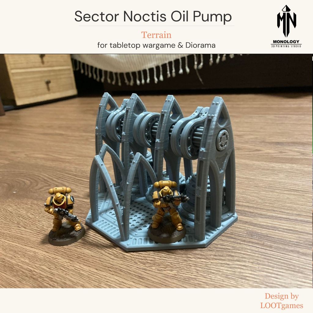 Sector Noctis Industrial Oil Pump terrain for Wargame, Warhammer, Kill team, Diorama, etc.