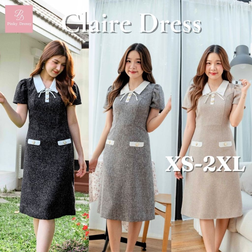 โปรลดแรง! จากราคาปกติ 990.- Pinky.Dressy PNK018 Claire Dress✨ เดรสคอปก แขนสั้น กระเป๋าหน้า ชุดทำงาน 