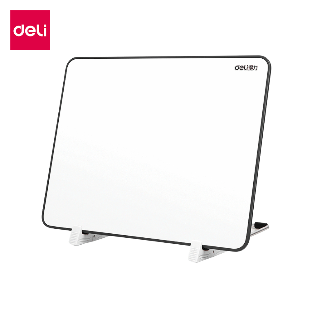 Deli กระดานไวท์บอร์ดตั้งโต๊ะ ไวท์บอร์ดมินิ ติดแม่เหล็กได้ เขียนได้ 2ด้าน พร้อมขาตั้ง Hanging Board