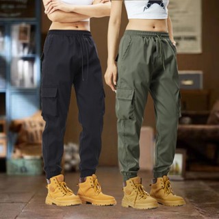 กางเกงคาร์โก้ผู้หญิง กางเกงเอวสูง กางเกงขากว้าง กระเป๋าข้าง …