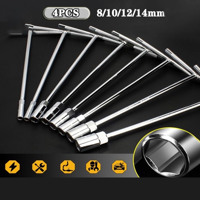 ตัวทีเบอร์8 10 12 14 ชุด 4ชิ้น ประแจบล็อกตัวที T รถยนต์ รถจักรยานยนต์ ยางซ่อม เครื่องมือฮาร์ดแวร์ ประแจตัวที บล็อก ตัว - รูปที่ 6