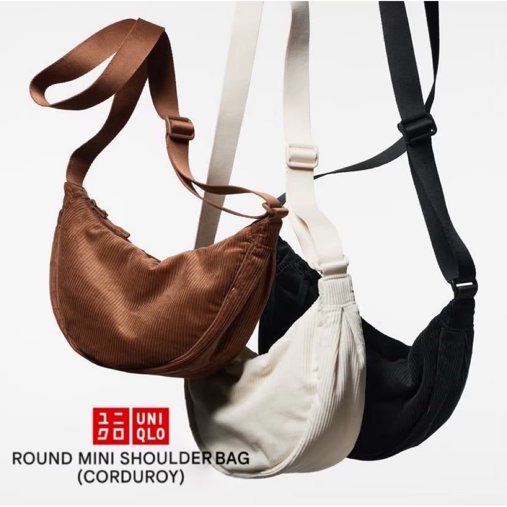 Uniqlo Corduroy Round Mini Shoulder Bag (off-white)